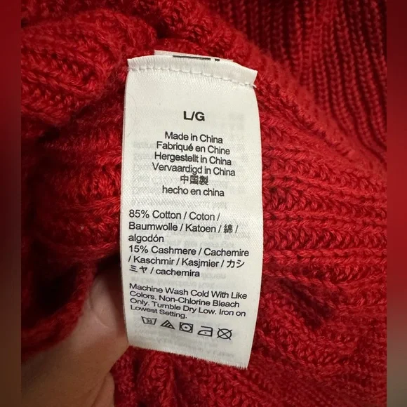 J Crew red cotton/ cashmere fisherman knit sweater large - Picture 6 of 6